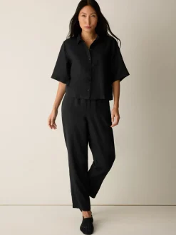 Organic Handkerchief Linen Elbow-Sleeve Shirt