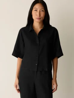 Organic Handkerchief Linen Elbow-Sleeve Shirt