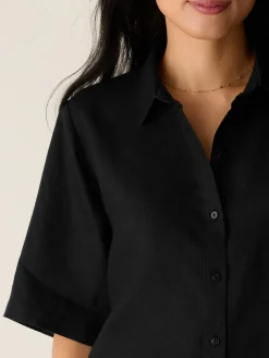 Organic Handkerchief Linen Elbow-Sleeve Shirt