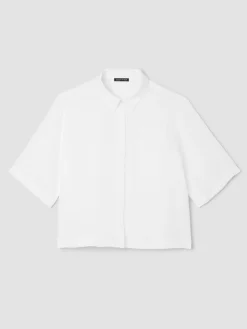Organic Handkerchief Linen Elbow-Sleeve Shirt