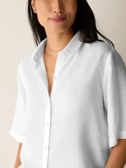 Organic Handkerchief Linen Elbow-Sleeve Shirt