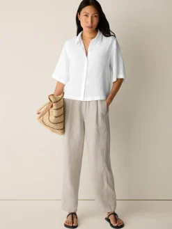 Organic Handkerchief Linen Elbow-Sleeve Shirt