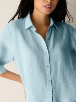 Organic Handkerchief Linen Elbow-Sleeve Shirt