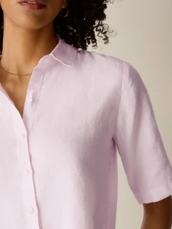 Organic Handkerchief Linen Elbow-Sleeve Shirt