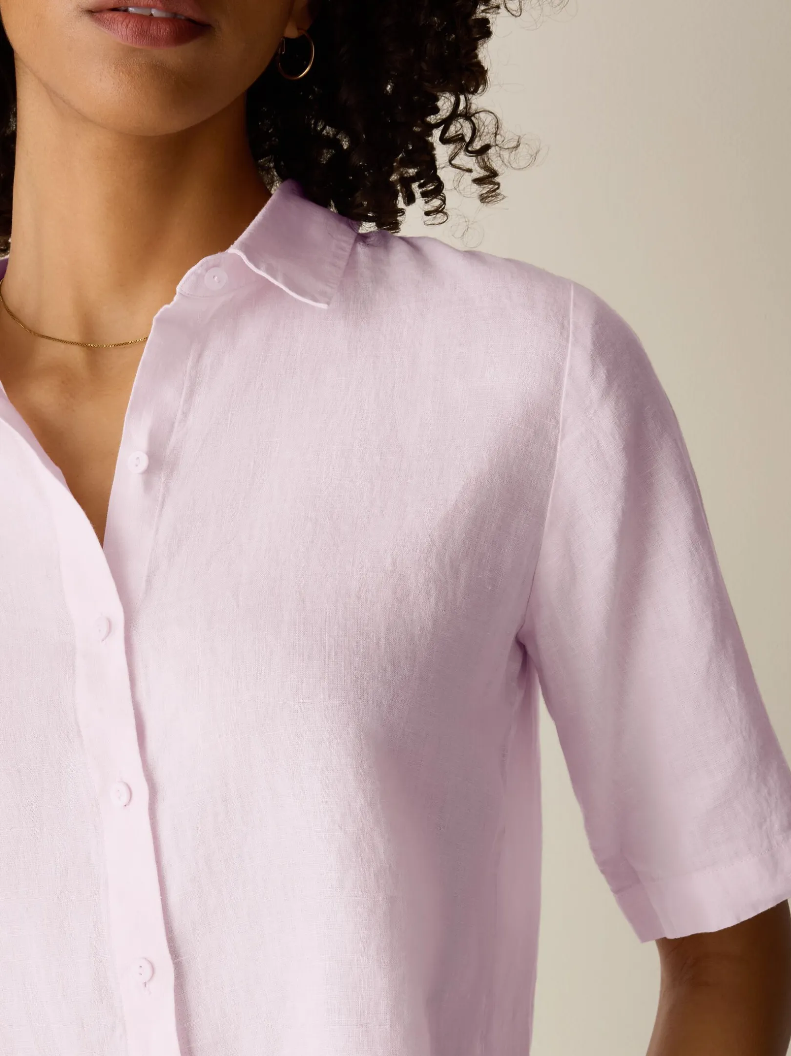Organic Handkerchief Linen Elbow-Sleeve Shirt