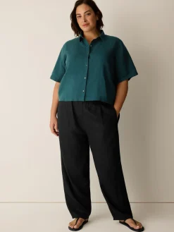 Organic Handkerchief Linen Elbow-Sleeve Shirt