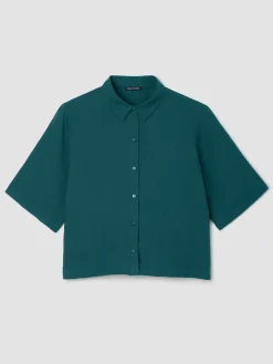 Organic Handkerchief Linen Elbow-Sleeve Shirt