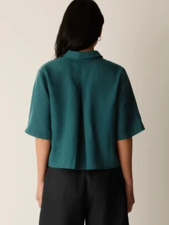 Organic Handkerchief Linen Elbow-Sleeve Shirt