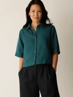 Organic Handkerchief Linen Elbow-Sleeve Shirt