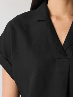Organic Handkerchief Linen Notch Collar Top