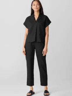 Organic Handkerchief Linen Notch Collar Top