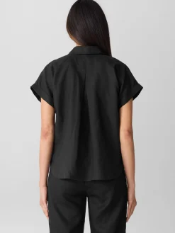 Organic Handkerchief Linen Notch Collar Top