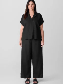 Organic Handkerchief Linen Notch Collar Top