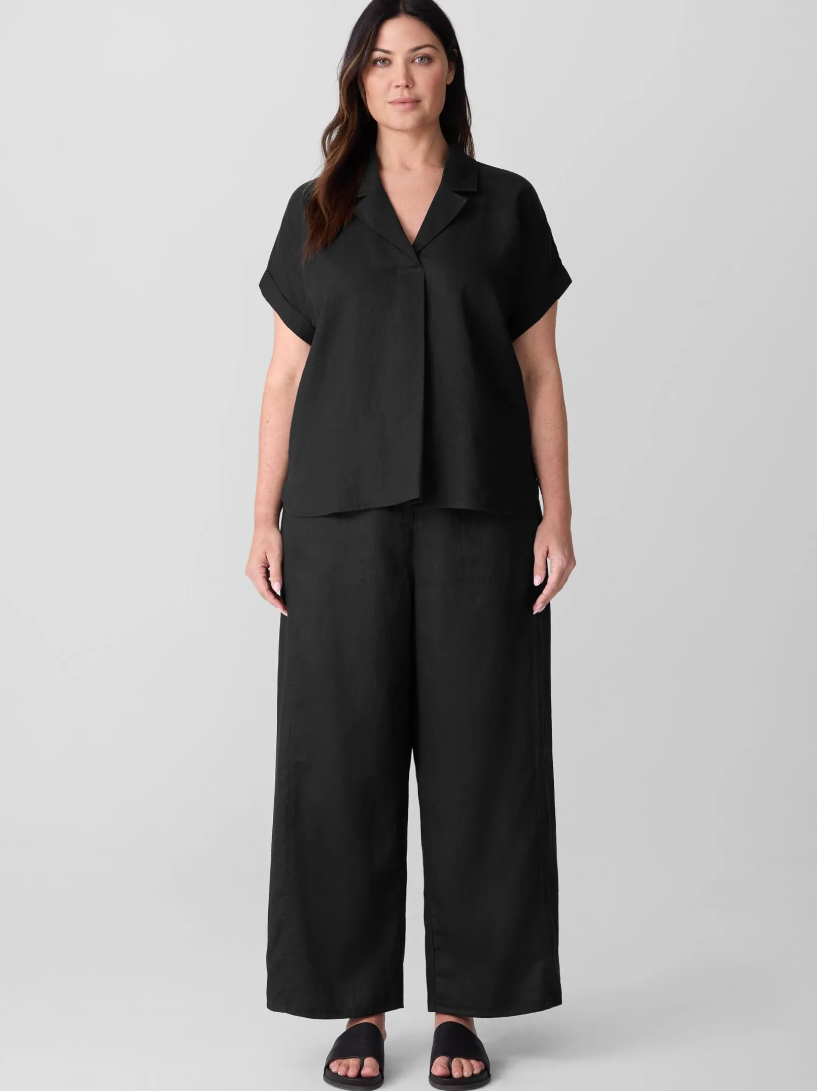 Organic Handkerchief Linen Notch Collar Top