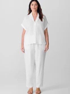 Organic Handkerchief Linen Notch Collar Top