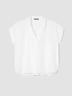 Organic Handkerchief Linen Notch Collar Top