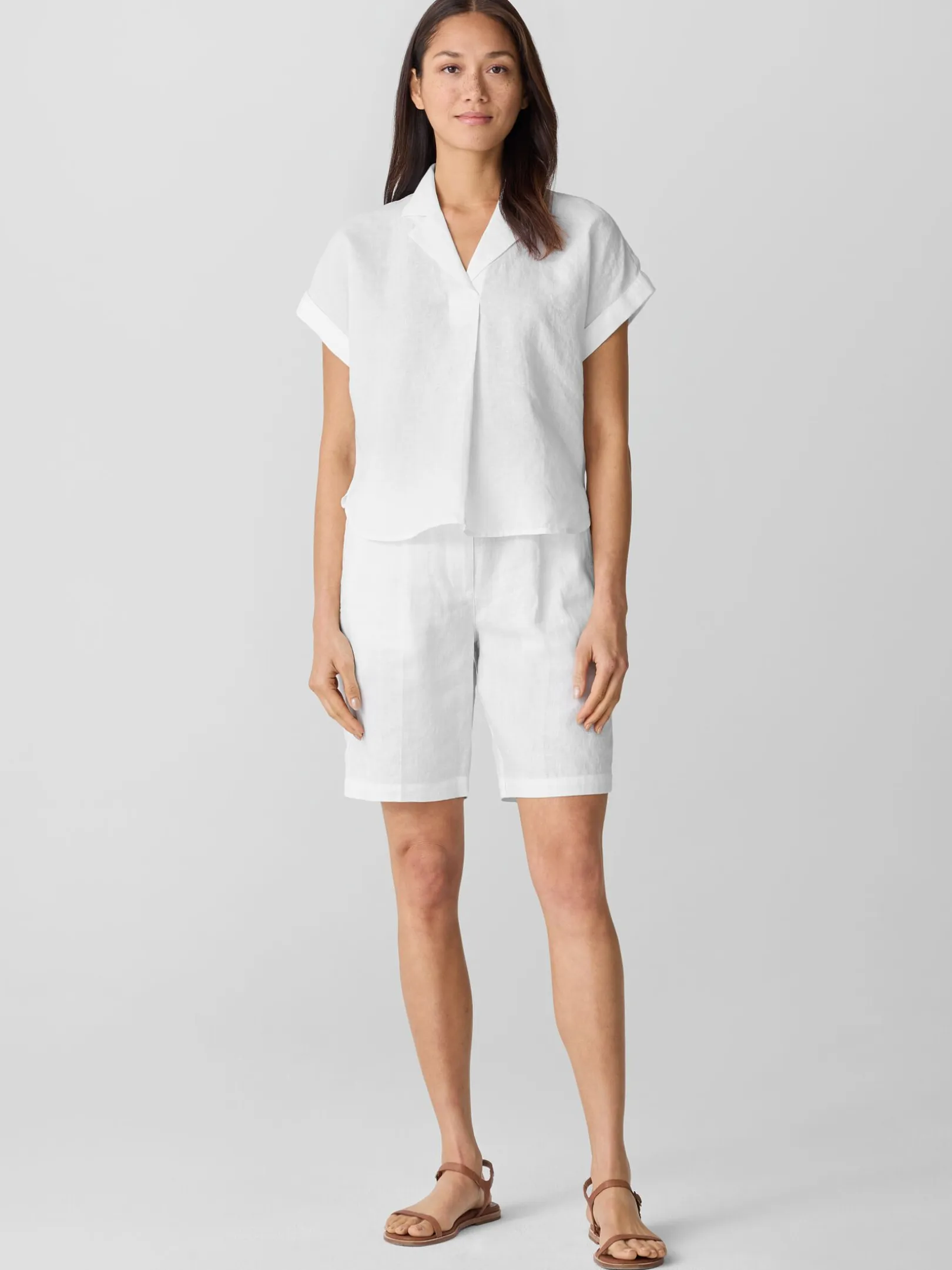 Organic Handkerchief Linen Notch Collar Top
