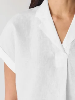 Organic Handkerchief Linen Notch Collar Top
