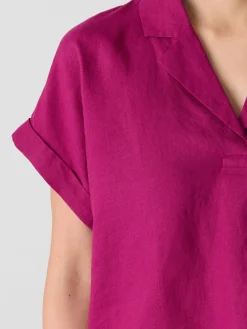 Organic Handkerchief Linen Notch Collar Top
