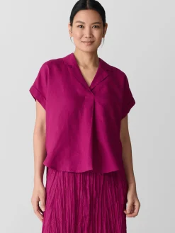 Organic Handkerchief Linen Notch Collar Top