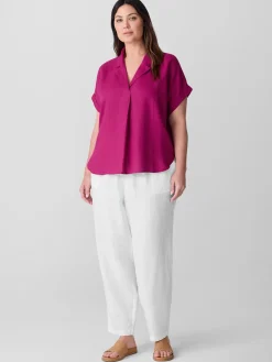 Organic Handkerchief Linen Notch Collar Top