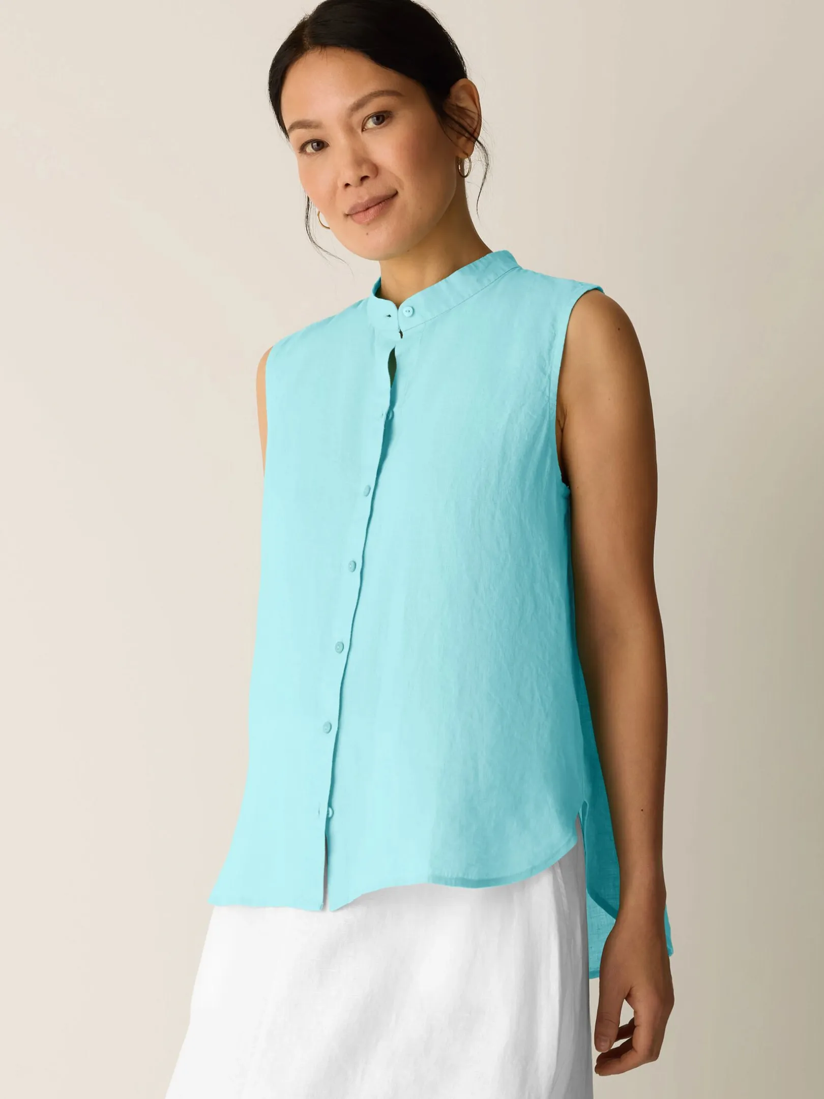 Organic Handkerchief Linen Sleeveless Shirt