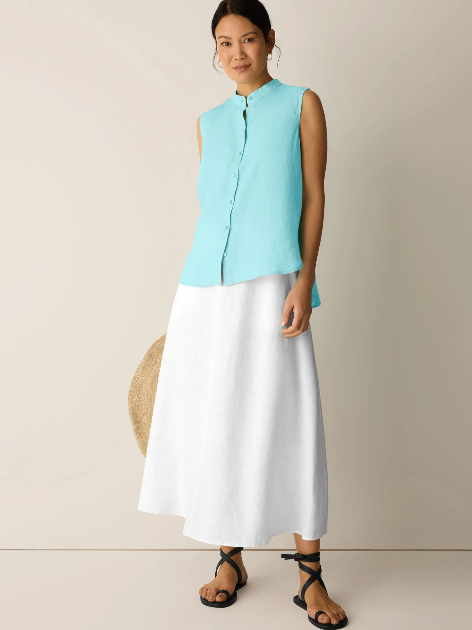 Organic Handkerchief Linen Sleeveless Shirt