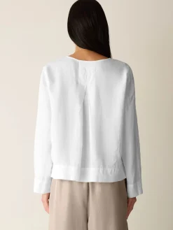 Organic Handkerchief Linen Split Neck Top
