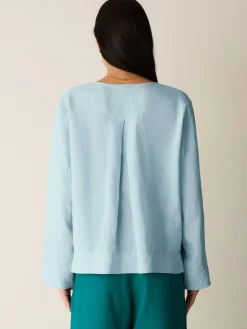Organic Handkerchief Linen Split Neck Top