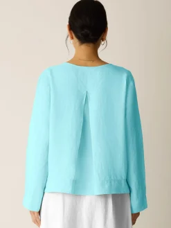 Organic Handkerchief Linen Split Neck Top