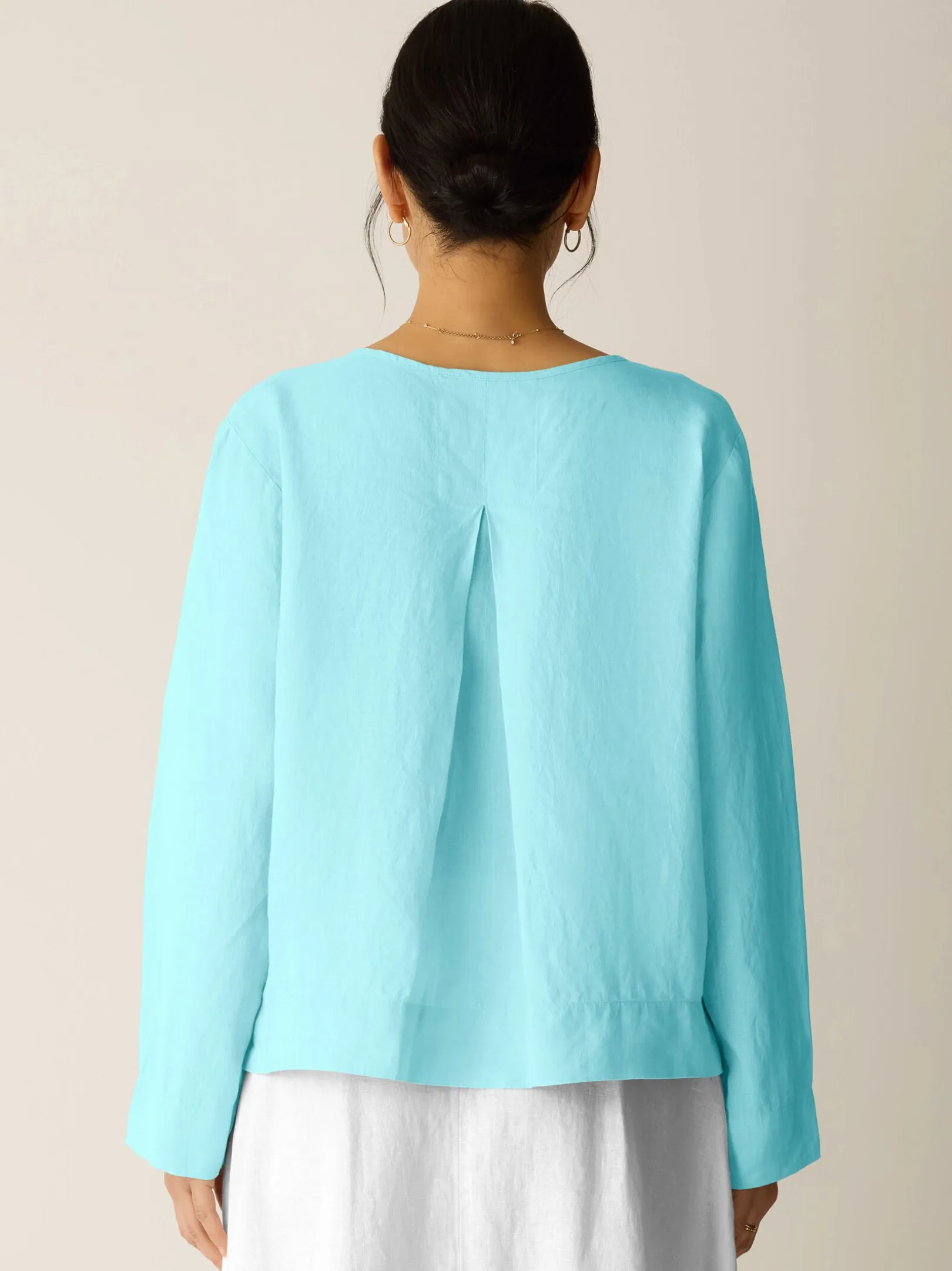 Organic Handkerchief Linen Split Neck Top