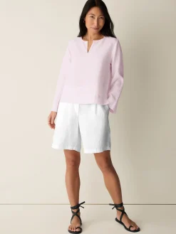 Organic Handkerchief Linen Split Neck Top