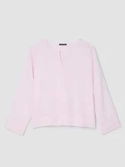 Organic Handkerchief Linen Split Neck Top