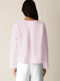 Organic Handkerchief Linen Split Neck Top