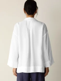 Organic Handkerchief Linen Split Neck Shirt