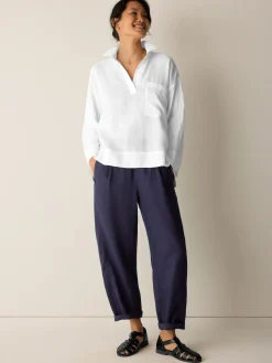 Organic Handkerchief Linen Split Neck Shirt
