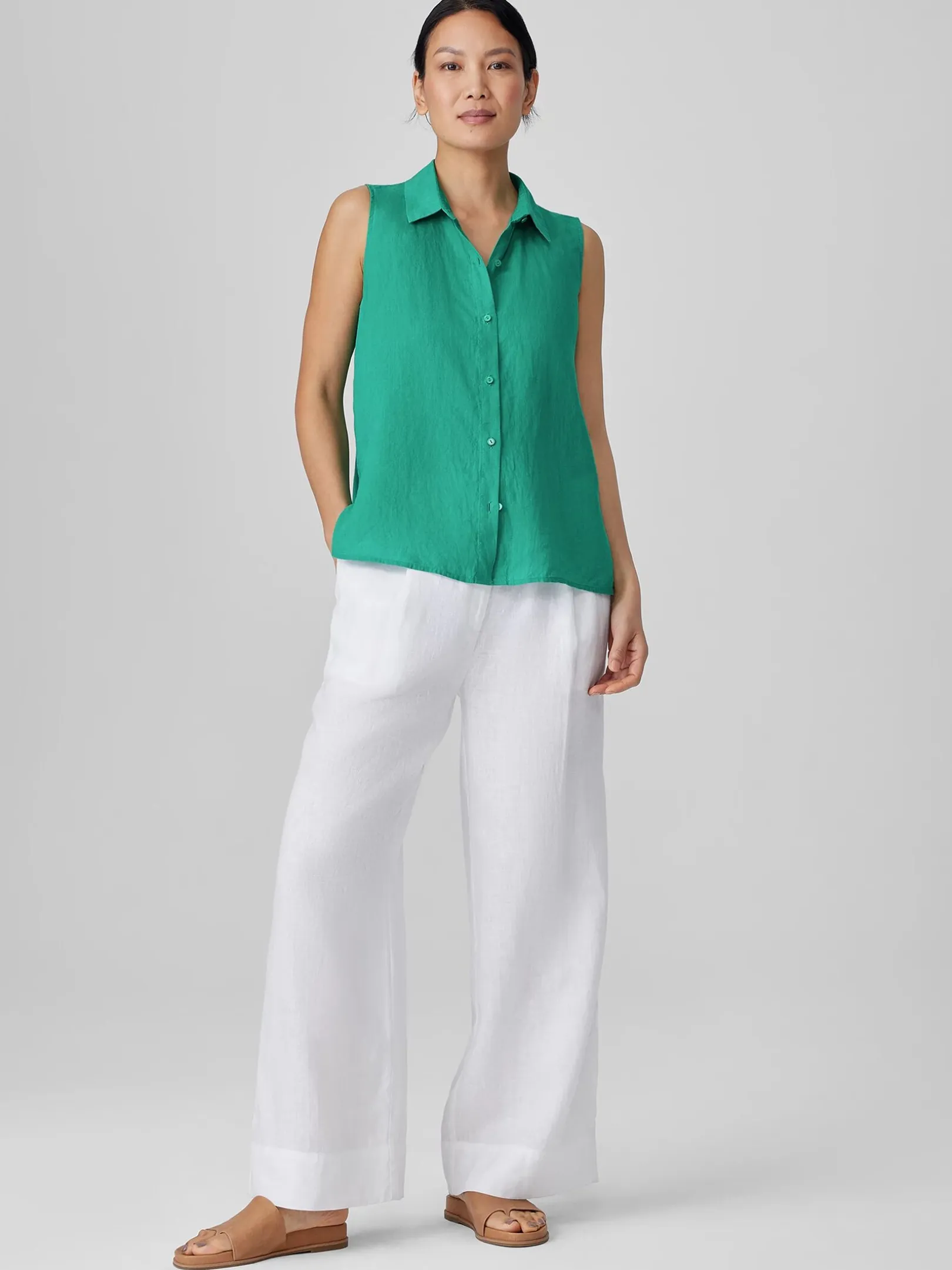Organic Handkerchief Linen Sleeveless Shirt