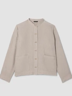 Organic Linen Band Collar Shirt Jacket