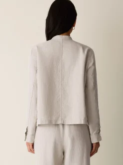 Organic Linen Band Collar Shirt Jacket