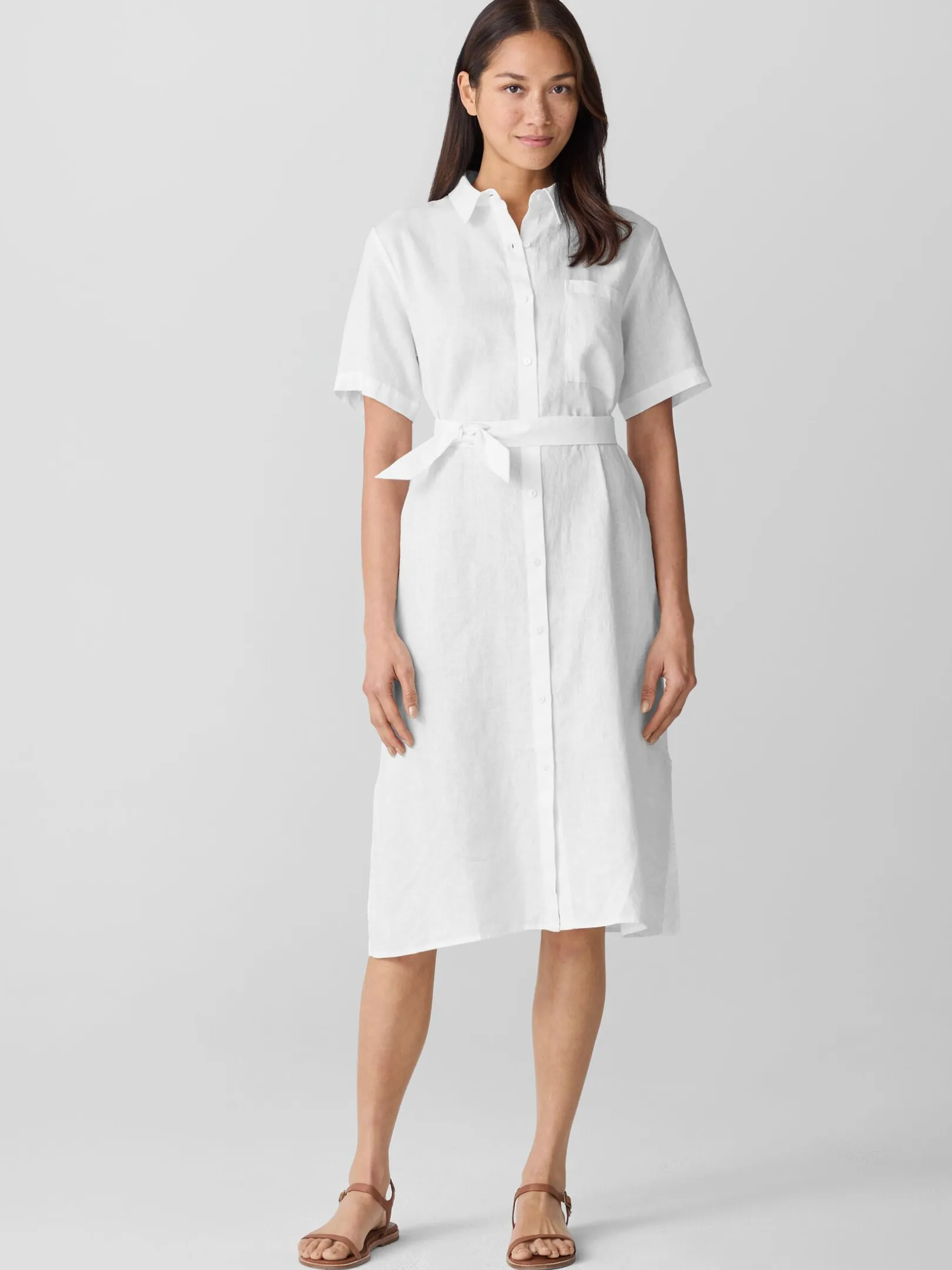 Organic Linen Classic Collar Shirtdress
