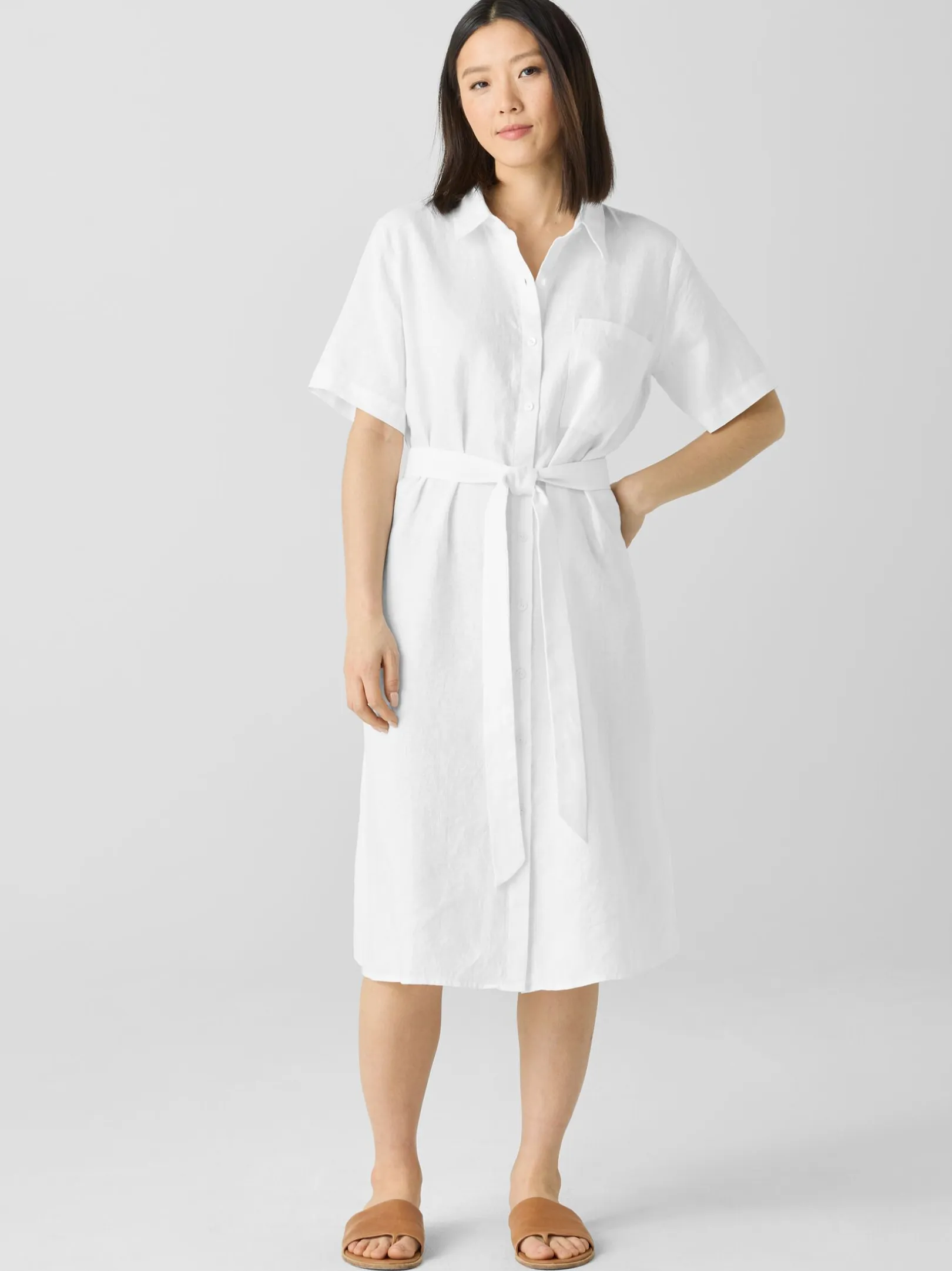 Organic Linen Classic Collar Shirtdress
