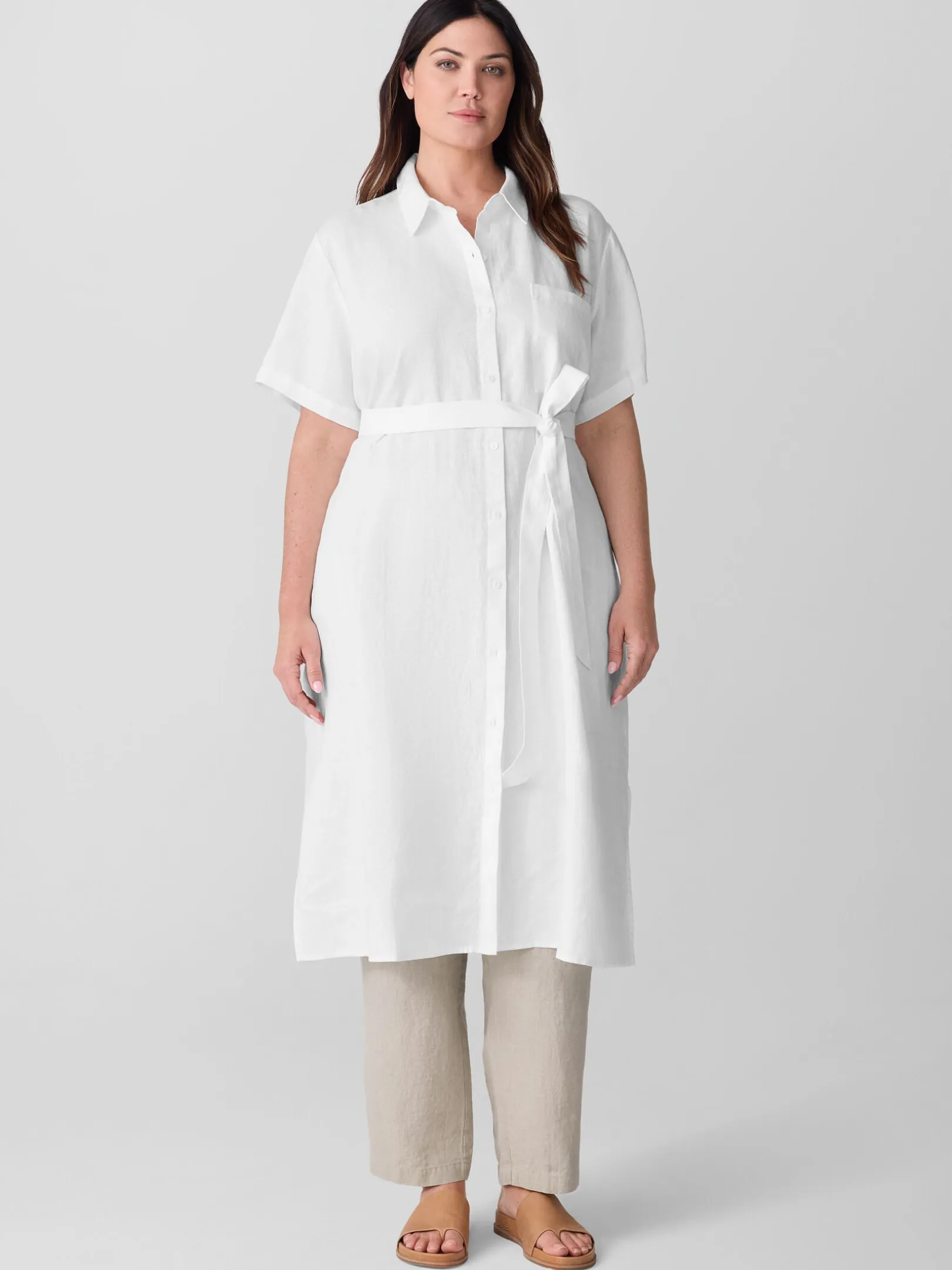 Organic Linen Classic Collar Shirtdress
