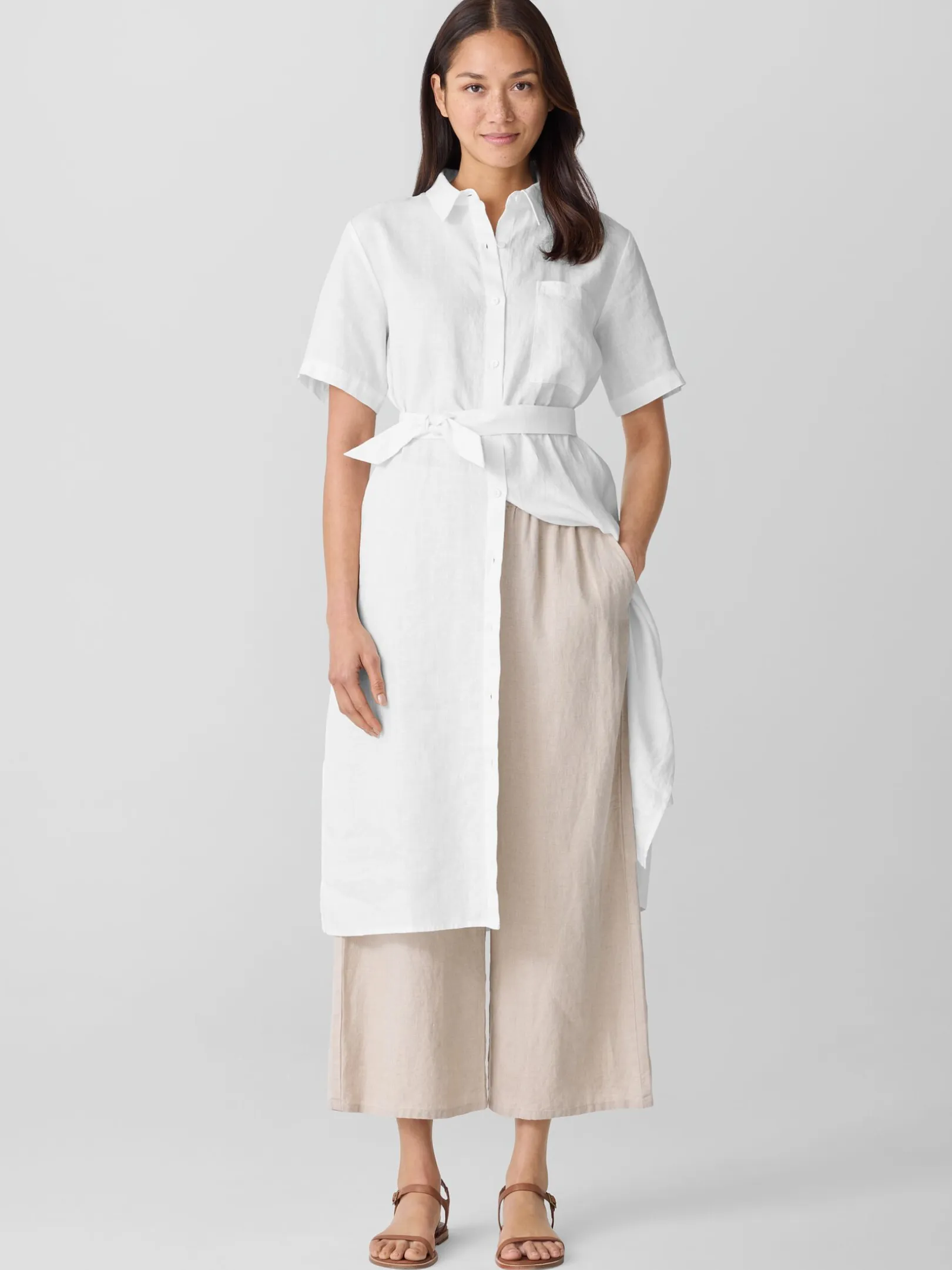 Organic Linen Classic Collar Shirtdress