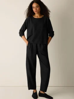 Organic Linen Cotton Jewel Neck Box-Top