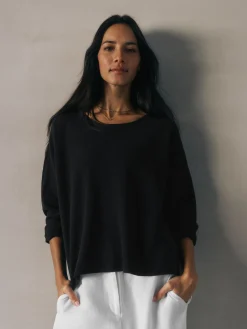 Organic Linen Cotton Jewel Neck Box-Top