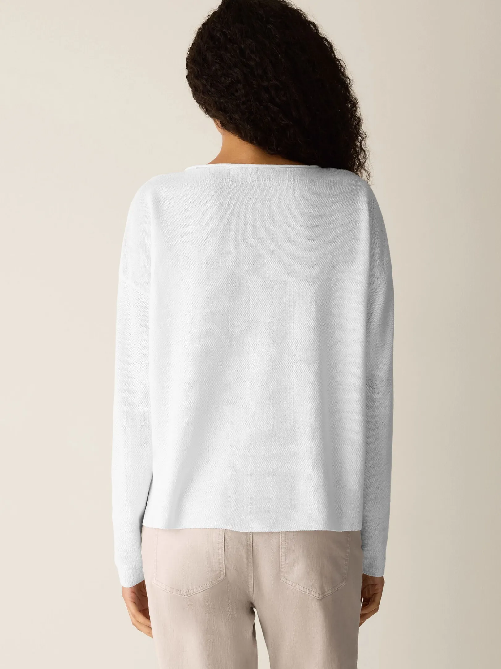 Organic Linen Cotton Jewel Neck Box-Top