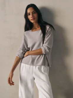 Organic Linen Cotton Jewel Neck Box-Top