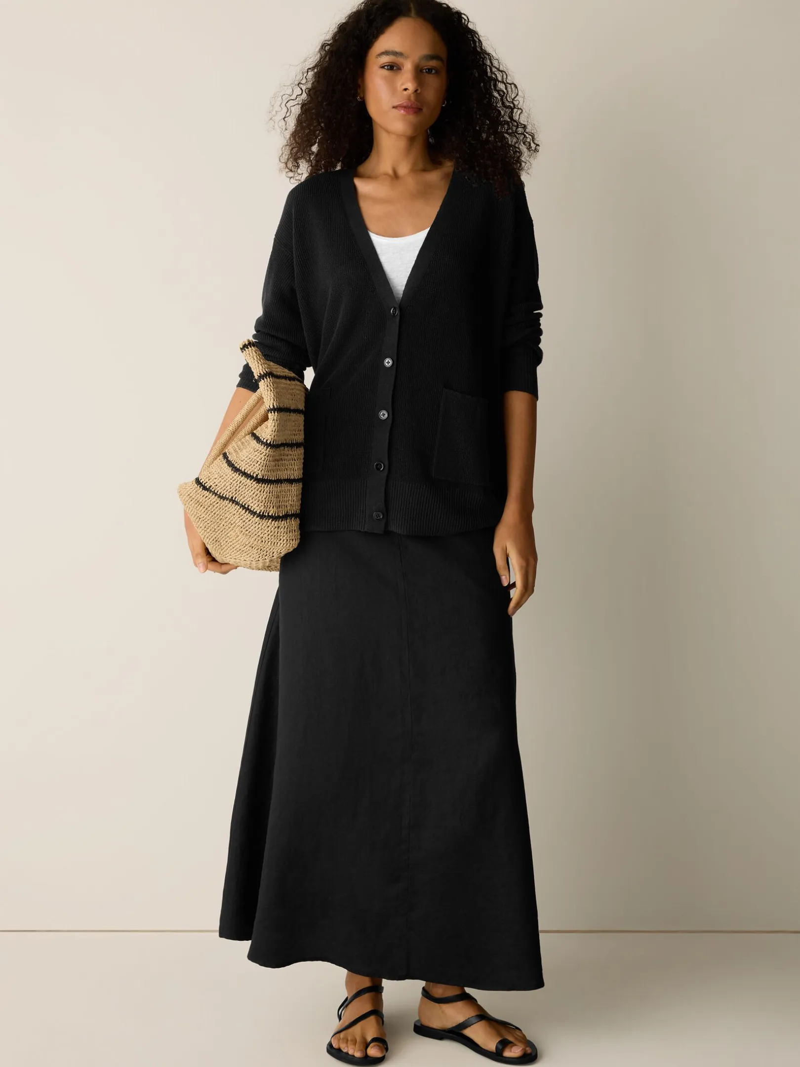 Organic Linen Cotton Slouchy Long Cardigan
