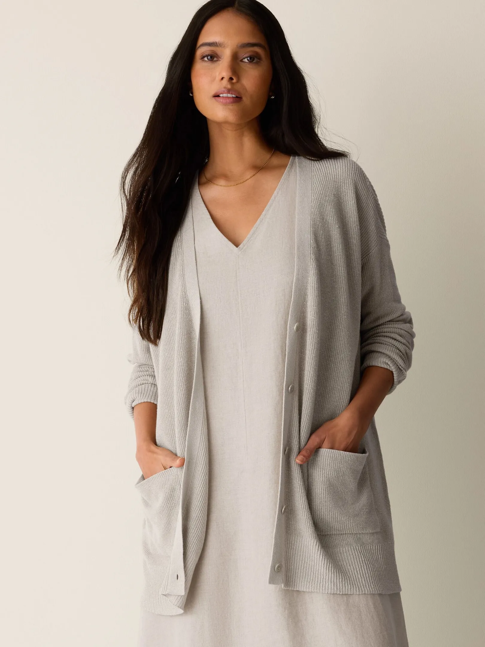 Organic Linen Cotton Slouchy Long Cardigan