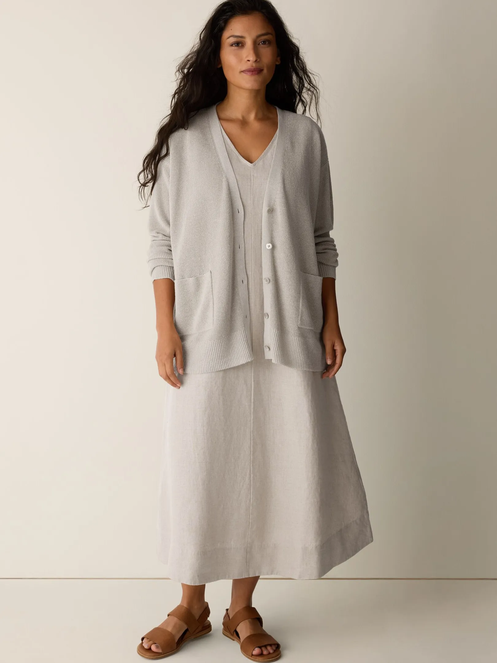 Organic Linen Cotton Slouchy Long Cardigan